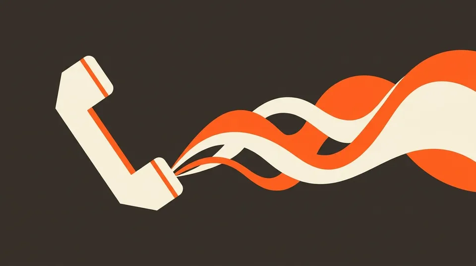 Illustration of a telephone handset with sound waves, representing an AI voice agent